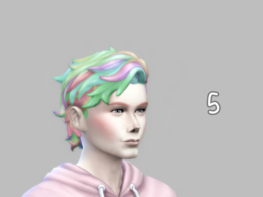 The Sims Resource - Hair Pastel Multicolor for Male - Romantic Garden needed
