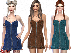 Sims 4 — Denim Dress by RedCat — - 13 Different Colors - Everyday and party wear