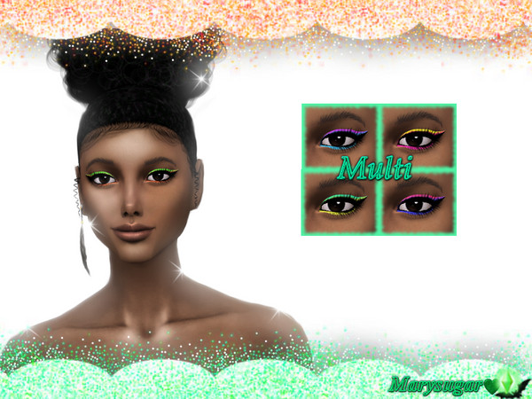 Sims 4 — Multi by Marysugar — Multicolored fantasy eyeliners. Five versions. Item with custom thumbnails. Base game