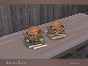 Sims 4 — Sabrina Decor. Books, v1 by soloriya — Five books and two scrolls in one mesh. Part of Sabrina Decor set. 1