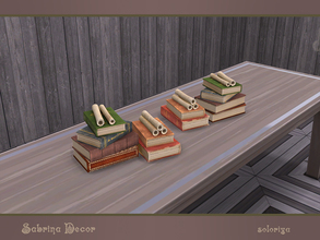 Sims 4 — Sabrina Decor. Books, v2 by soloriya — Six books and five scrolls. Part of Sabrina Decor set. 1 color