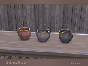 Sims 4 — Sabrina Decor. Cauldron by soloriya — Small cauldron, table decorative item. Part of Sabrina Decor set. 3 color