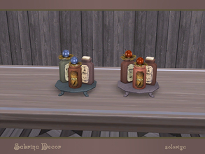 Sims 4 — Sabrina Decor. Three Flasks by soloriya — Three flasks on a plate in one mesh. Part of Sabrina Decor set. 2