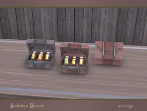 Sims 4 — Sabrina Decor. Chest Box with Flasks by soloriya — Chest box with three flasks in one mesh. Part of Sabrina