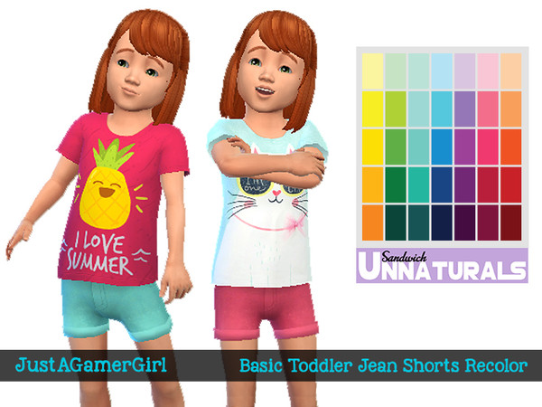 The Sims Resource - Basic Toddler Jean Shorts Recolor - Mesh needed