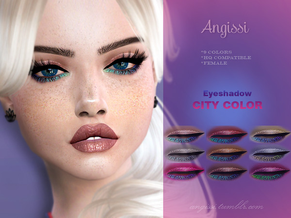 Sims 4 — Eyeshadow-CITY COLOR by ANGISSI — *Base game *9 colors *HQ compatible *FEMALE *Works with all skins *Custom