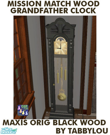 Sims 2 — TL - MM Grandfather Clock Orig Black by TabbyLou — Maxis Original Black wood recolor of Grandfather Clock to