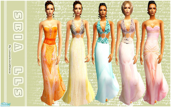 Sims 2 — SBIA LLS [set] by lemonloveshane — Modern dresses with a twist. For your simmies to enjoy their parties and be