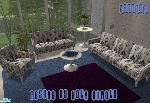Sims 2 — Retro Beat Lounge - Plum by Xandher — A colorful set of retro seating in a unique pairing of coordinating plum