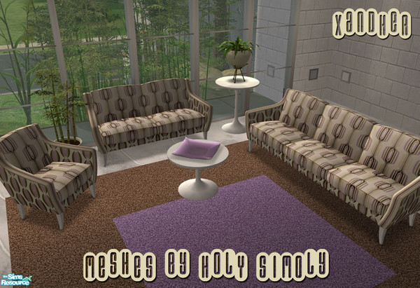 Sims 2 — Retro Beat Lounge - Purple by Xandher — A colorful set of retro seating in a unique pairing of coordinating