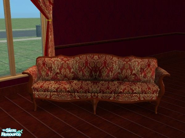 Sims 2 — Red Victorian Drawing room - sofa by fizz bomb — A beautifully detailed victorian sofa part of red victorian