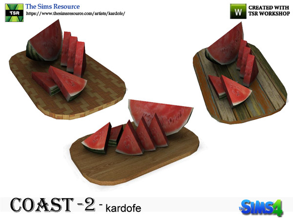 Sims 4 — kardofe_Coast_Watermelon by kardofe — Tray with pieces of fresh watermelon, in three different options 