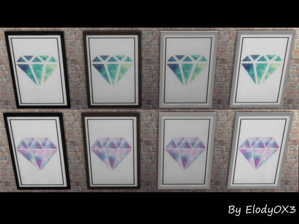 Sims 4 — Diamonds Painting 2-Requires Dine Out by ElodyOX3 — Hello simmers ! here's set of minimalist paintings of a blue