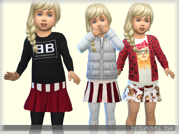 Sims 4 — Skirt  by bukovka — A skirt for the youngest girls, is installed autonomously, a new mesh is included. Suitable