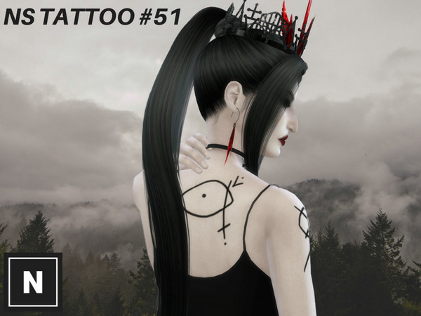 Sims 4 — NS tattoo #51 - Set SIGIL - Upper Back by networksims — A back tattoo with a fictitious sigil. Please make sure