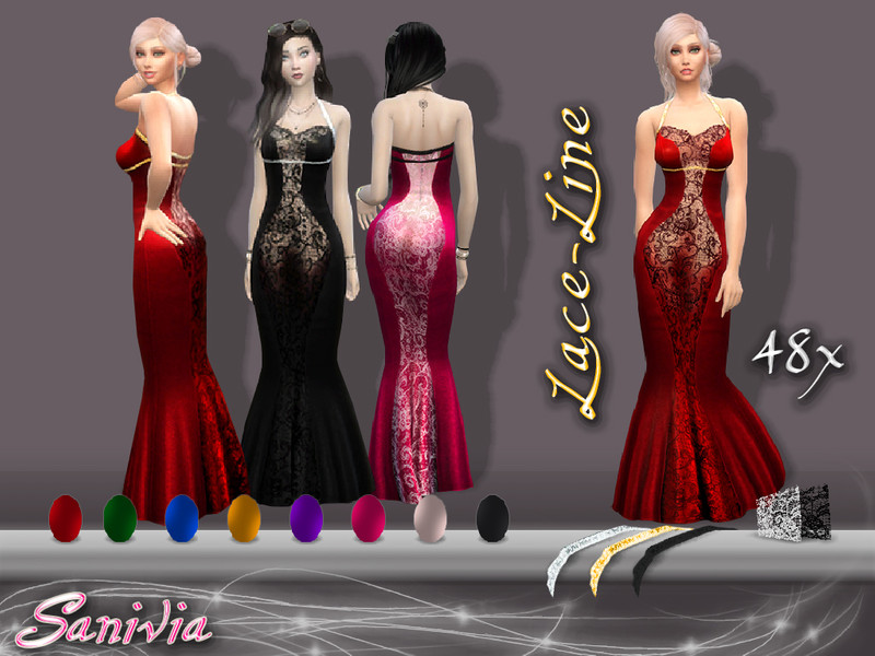 Sims 4 The Sims Resource | Lace-Line Dress by TSR Creator