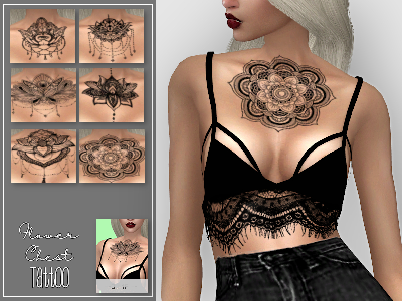 The Sims Resource  IMF Flower Chest Tattoo