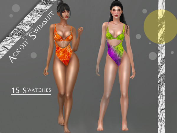 Sims 4 — [TB]Acroit Swimsuit by TheBrennts — I hope you like it 15 Swatches Compatible Game Base