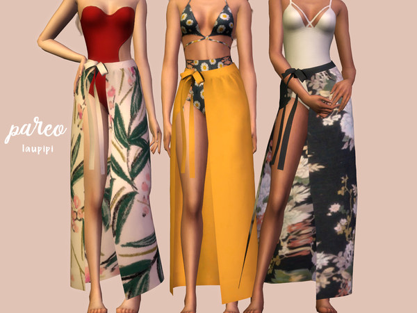 Sims 4 — Pareo by laupipi2 — New clothing accessory perfect with your bikini or swimsuit! New custom mesh 14 Swatches