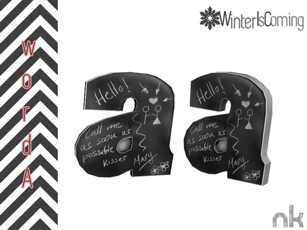 Sims 4 — Nikadema Wic Word A by nikadema — Winter Is Coming Living Room Word A Decorative Item Under