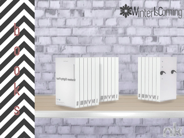Sims 4 — Nikadema Wic Books by nikadema — Winter Is Coming Living room Decorative Books Under "clutter"