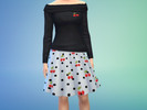 Sims 4 — Cherries by mea3 — An flared out white skirt with black polka dots and cherries, and a black off the shoulder
