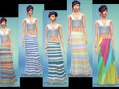 Sims 4 — Striped Skirts  by mea3 — A nice long skirts with five swatches of different patterns that are colorful 