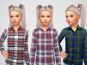 Sims 4 — Kids Tartan Shirts by SweetDreamsZzzzz — Set of 3 Tartan shirts for kids everyday wear Hair from
