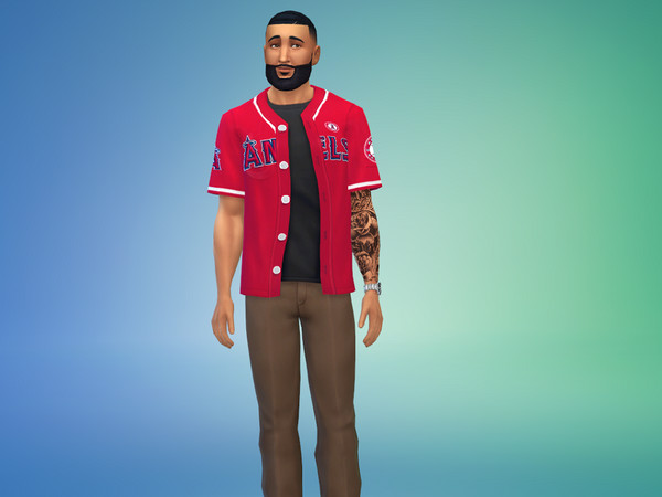 Sims 4 — LA Angels jersey - City Living needed by nova1three6 — LA Angels baseball jersey (for male) -red -grey -white