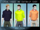 Sims 4 — Casual Hoodie and Button-Up Shirt v1 For Men by Toa-Ao — _______________________________ Casual Hoodie and