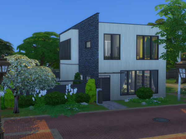 Sims 4 — Modern No Modern House by Alibrandi2 — Modern shape but a cozy interior. 
