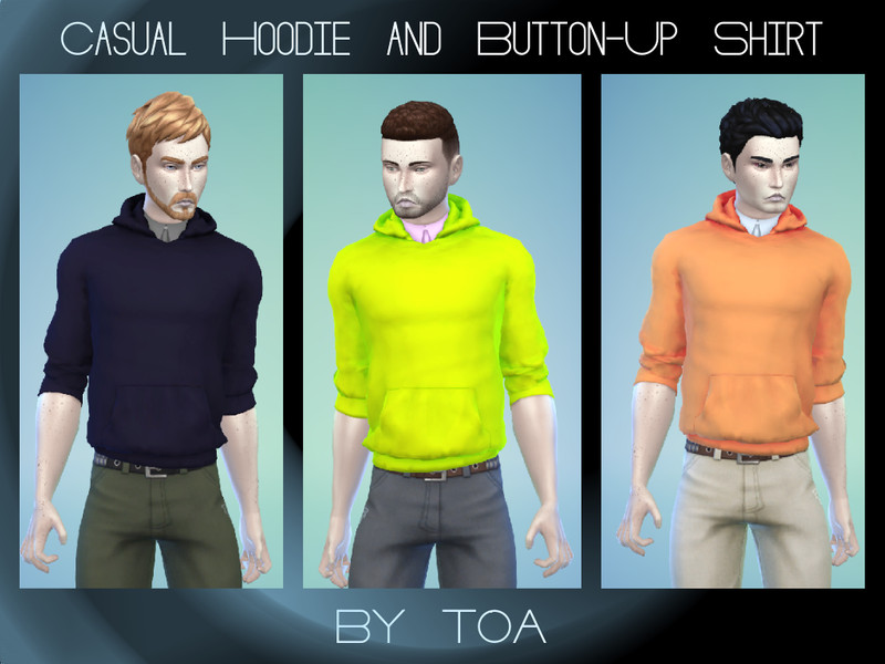 Sims 4 The Sims Resource | Casual Hoodie and Button-Up Shirt v1 For Men by TSR Creator