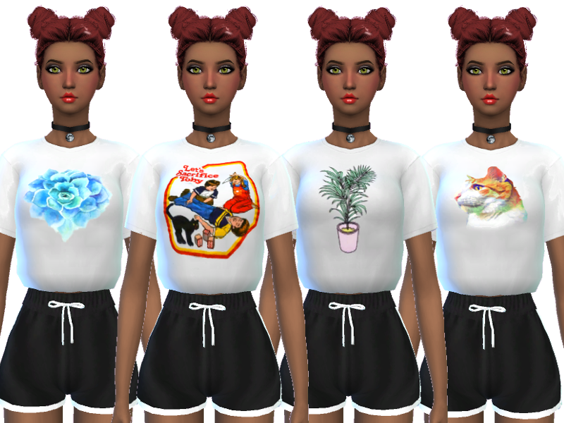 The Sims Resource - Trendy Cropped Tees - Mesh Needed