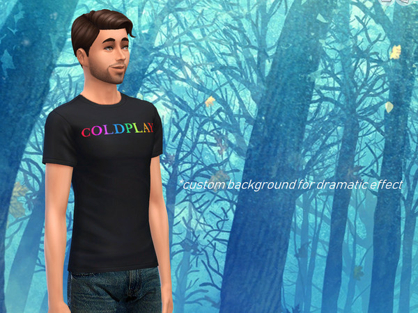 Sims 4 — Coldplay T-Shirt (14 Swatches) by aMemeFan — Black T-Shirt with 14 different swatches related to Coldplay This