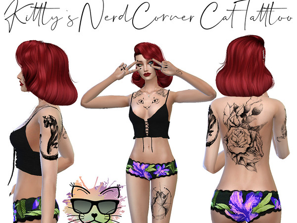 Sims 4 — Cattattoo by KittysNerdCorner — 1 Swatch Works with all Skins