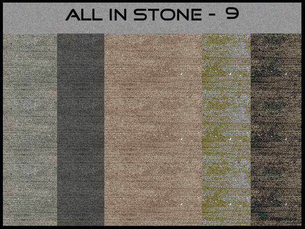 Sims 4 — All In Stone Wall 9 by megsimple2 — Brushed Concrete. 5 color choices