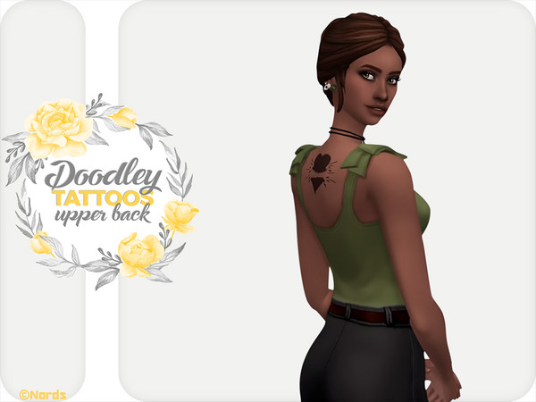 Sims 4 — Doodley: Upper Back Tattoos  by Nords — A set of 18 doodles as upper back tattoos. ------------------ Info