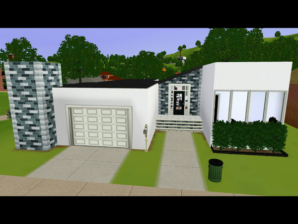 Sims 3 — Modern White by darkrosekitten — Modern-styled home. Perfect for up to 5 sims! 3 Bedrooms 2 bathrooms Backyard