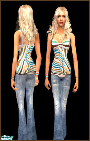 Sims 2 — Devastare Summer 2007 - Gadget Stripo by DDCItalia — A fun, chic striped top paired with light washed, worn,