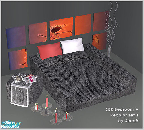 Sims 2 — SER Bedroom A - Recolor set 1 by Sunair — SER Bedroom A - Recolor set 1 (black)
