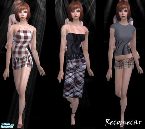 Sims 2 — PlaidCollection by Recomecar — A set including three everyday outfits. Each is made to some part of plaid
