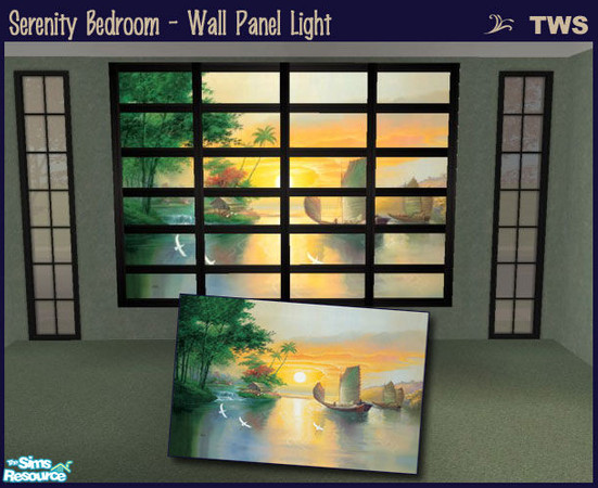 Sims 2 — Serenity Bedroom - Wall Panel Light by wildstar24 — Shoji screen wall panel light featuring a vibrant Japanese