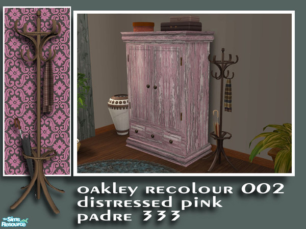 Sims 2 — Distressed Pink - Armoir by Padre — A vibrant distressed wood suite in pink for your sims to dine and lounge in.