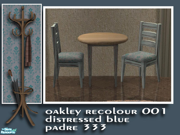 Sims 2 — Distressed Blue - Dining Chair by Padre — A cool, rustic room set in distressed blue painted timber. Recolour of