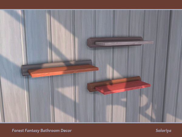 Sims 4 — Forest Fantasy Bathroom Decor. Functional Shelf v2 by soloriya — Simple functional shelf. Has 5 slots for small