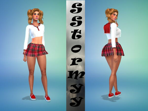Sims 4 — School uniform by sstormyy — New mesh, includes skirt and top, with different recolor options