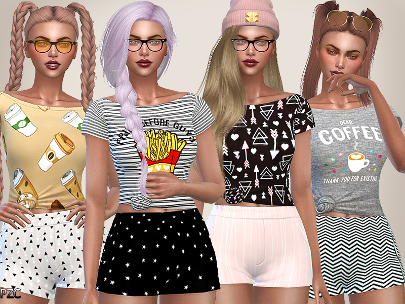The Sims Resource - The Breakfast Club Sleep Tees Collection