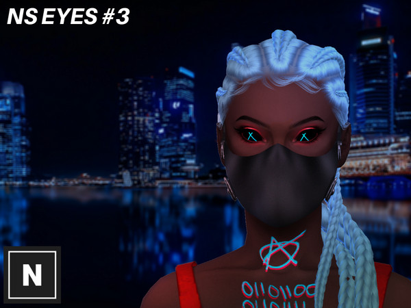 Sims 4 — NS Eyes #3 - X by networksims — Simple eyes featuring a black background with an X of various colours (white,