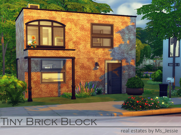 Sims 4 — Tiny Brick Block by Ms_Jessie — A tiny brick house build for a single sim or a couple. On the first floor you