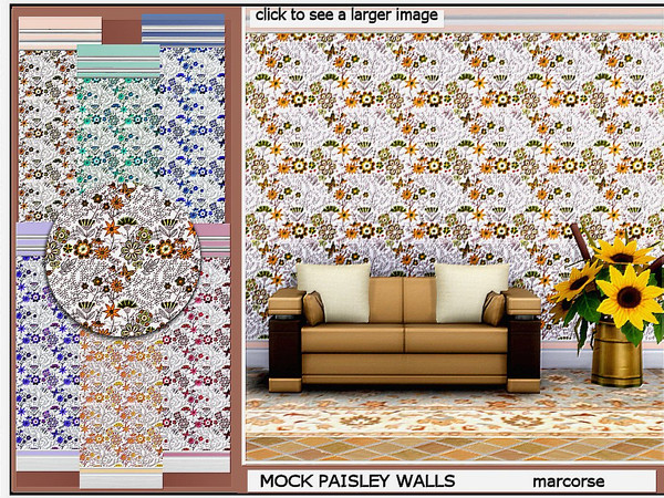 Sims 4 — Mock Paisley Walls_marcorse by marcorse — Textured, full wall treatment featuring a modified 'paisley' design